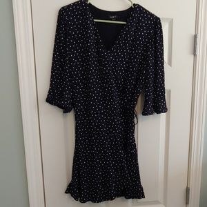 Loft navy and white polka dot romper/dress